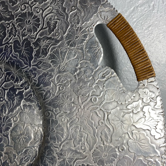 Hand Hammered Floral Serving Tray - Floral-PRICE IS FIRM - Picture 2 of 14